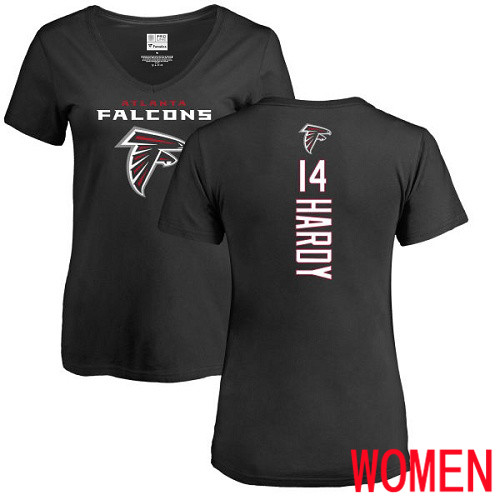 Atlanta Falcons Black Women Justin Hardy Backer NFL Football #14 T Shirt